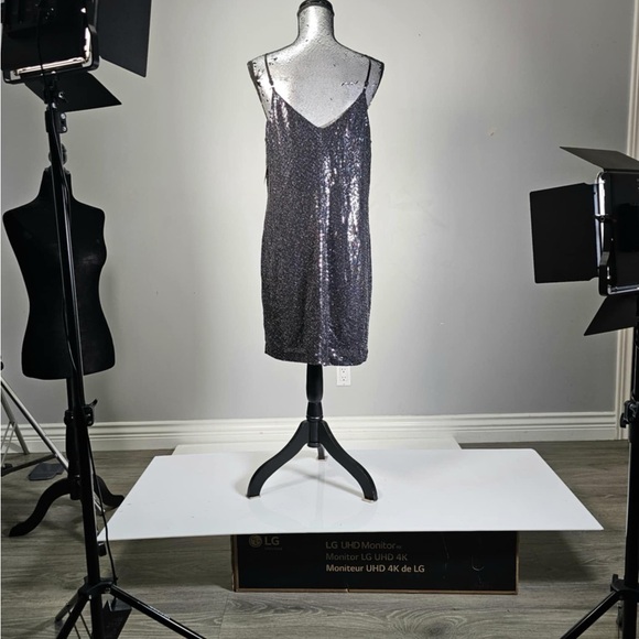 NWT BAR III METALLIC MINI SLIP DRESS  - Large - Picture 8 of 9